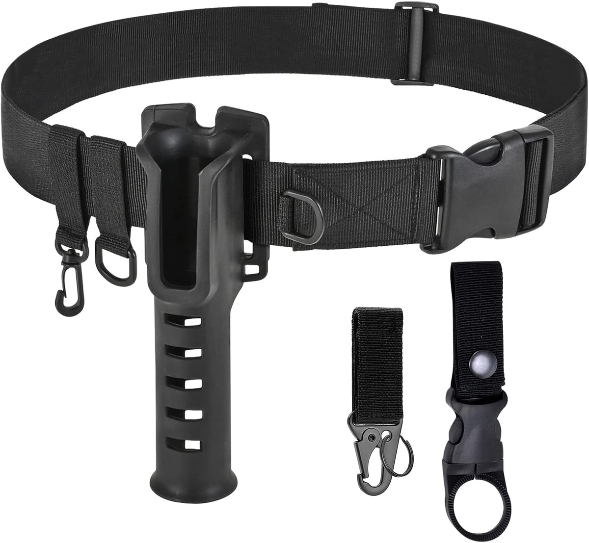 Fishing Wading Belt with Rod Holder Adjustable Wader Waist Belt | Fishing Rod Holster Quick Release Belt Keeper Bottle Buckle for Fly Surf Kayak Casting Spinning Pole Tool Tackle Gear