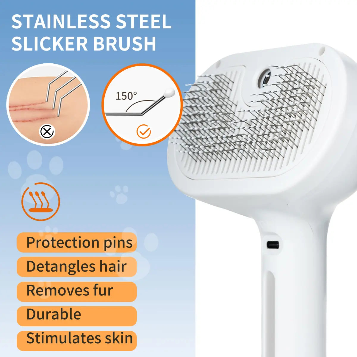 Pet Spray Hair Removal Comb, 1-Piece Pet Hair Brush, Pet Hair Cleaning Brush with Shedding Button, Cat Brush, Dog Brush, Cat and Dog Beauty and Massage Comb, Pet Supplies