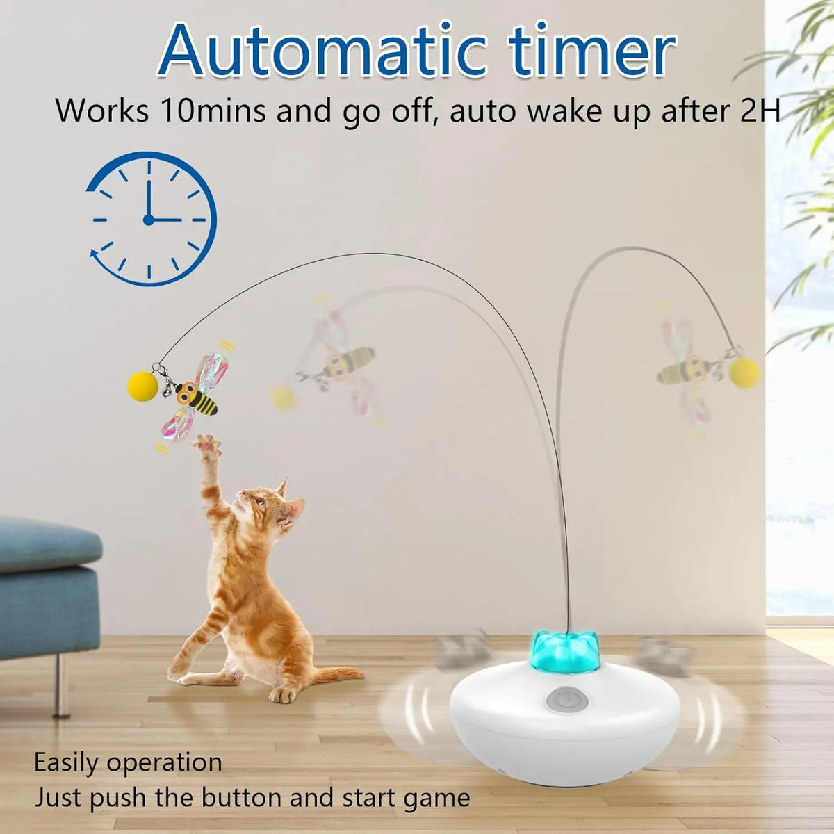 Oxawo Interactive Cat Toys Cat Exercise Tumbler, Rechargeable Cat Toys for Indoor Cats Spin Butterfly Game Teasing Kitty, Extra Long Feather Wand (P33 Cat Toys)