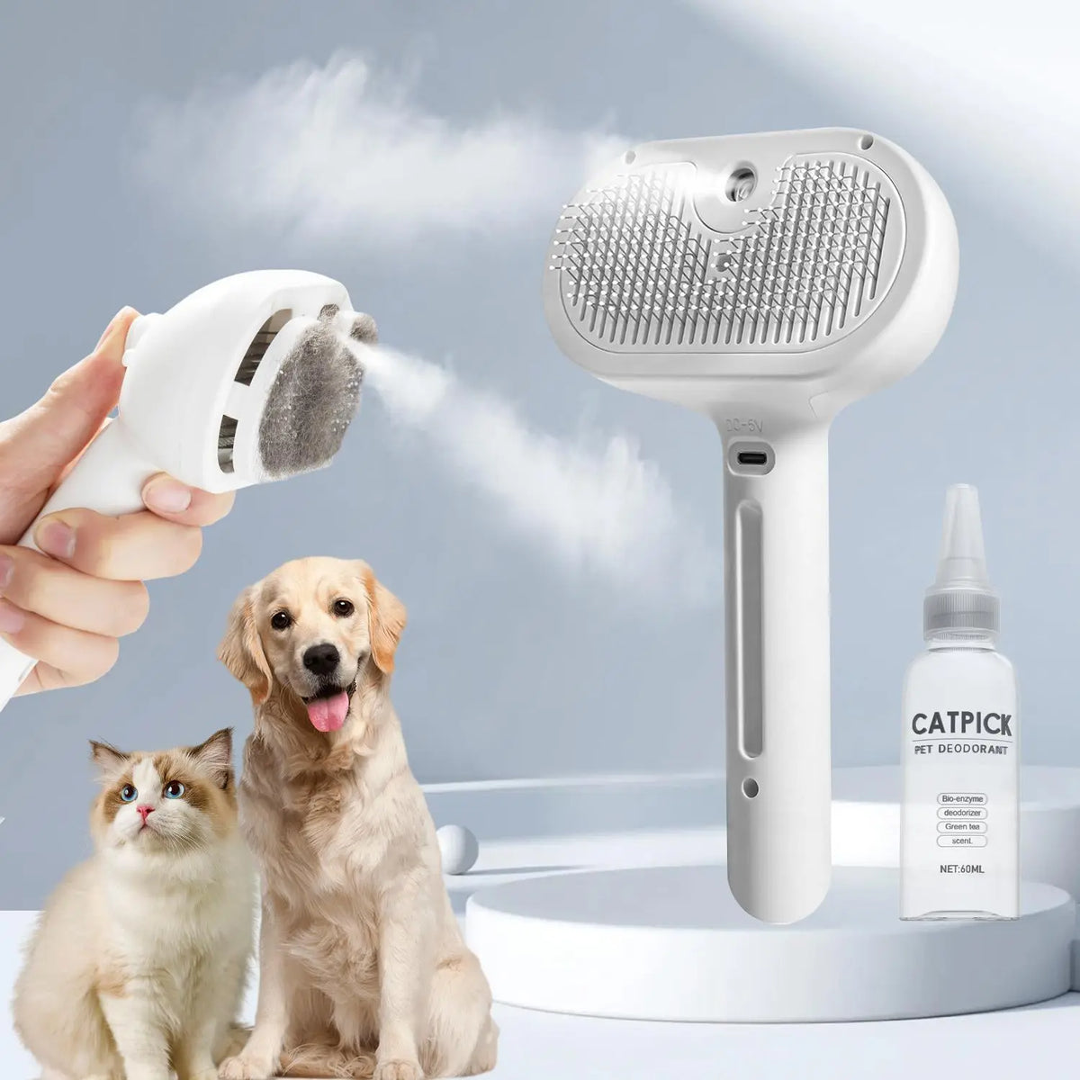 Pet Spray Hair Removal Comb, 1-Piece Pet Hair Brush, Pet Hair Cleaning Brush with Shedding Button, Cat Brush, Dog Brush, Cat and Dog Beauty and Massage Comb, Pet Supplies