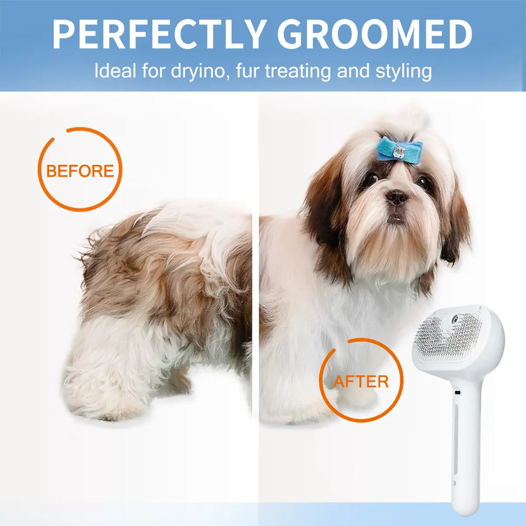 Pet Spray Hair Removal Comb, 1-Piece Pet Hair Brush, Pet Hair Cleaning Brush with Shedding Button, Cat Brush, Dog Brush, Cat and Dog Beauty and Massage Comb, Pet Supplies