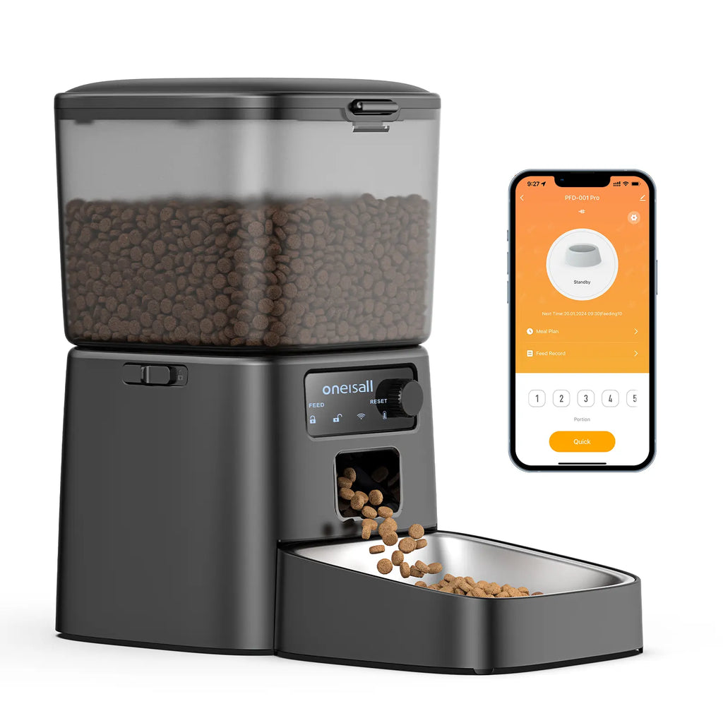 Oneisall Smart Pet Feeder, 3.5L Automatic Food Dispenser for Cats, Dogs，Small Pets Indoor, Timed and Quantitative Dry Food Cat Feeder Kibble, Feeding