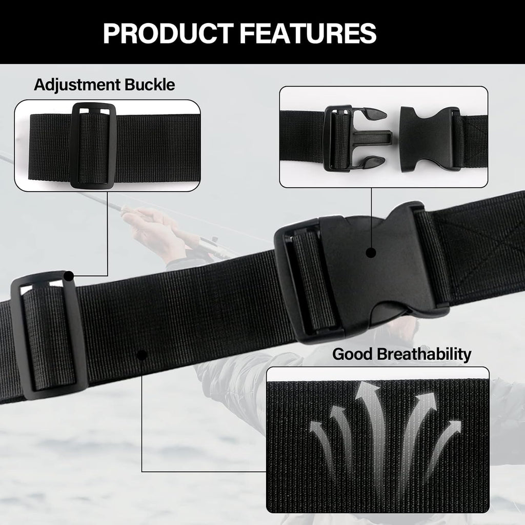 Fishing Wading Belt with Rod Holder Adjustable Wader Waist Belt | Fishing Rod Holster Quick Release Belt Keeper Bottle Buckle for Fly Surf Kayak Casting Spinning Pole Tool Tackle Gear