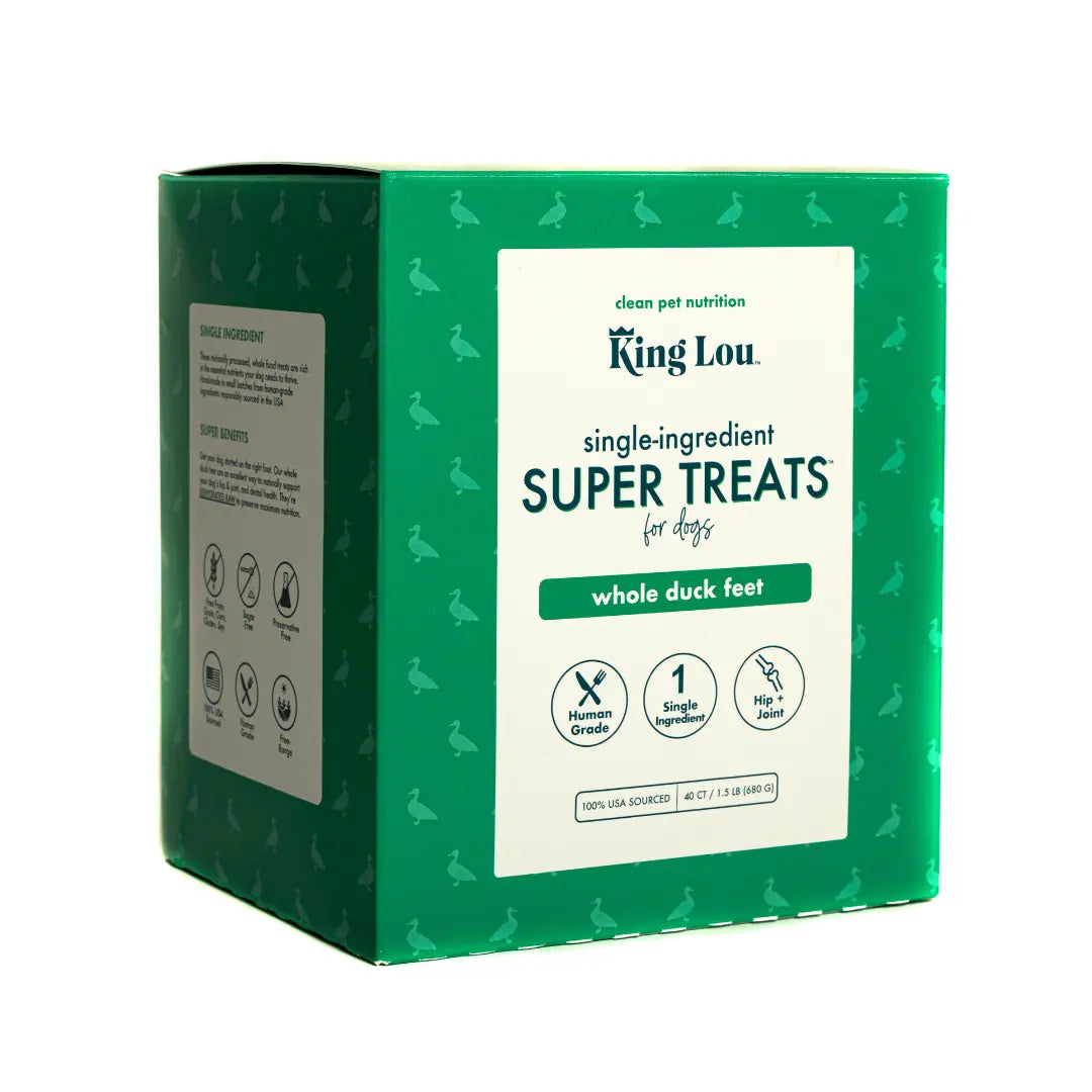 King Lou Whole Duck Feet Dental Treats for Dogs, Human-Grade, Single Ingredient, 100% USA Pet Supplies Chews All Natural Food