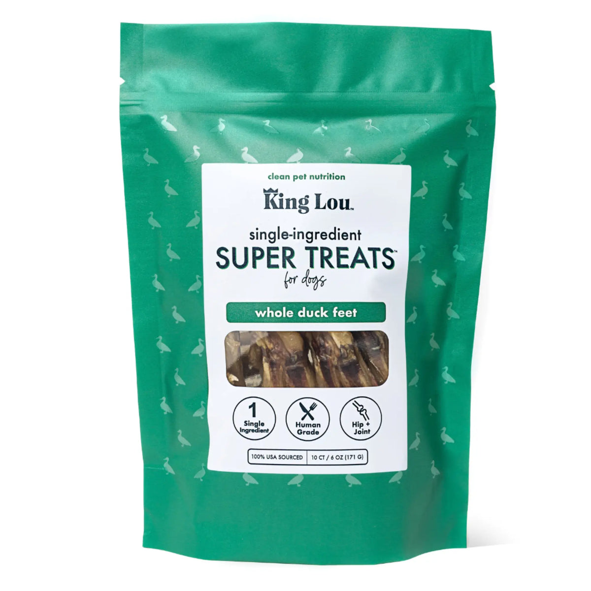 King Lou Whole Duck Feet Dental Treats for Dogs, Human-Grade, Single Ingredient, 100% USA Pet Supplies Chews All Natural Food