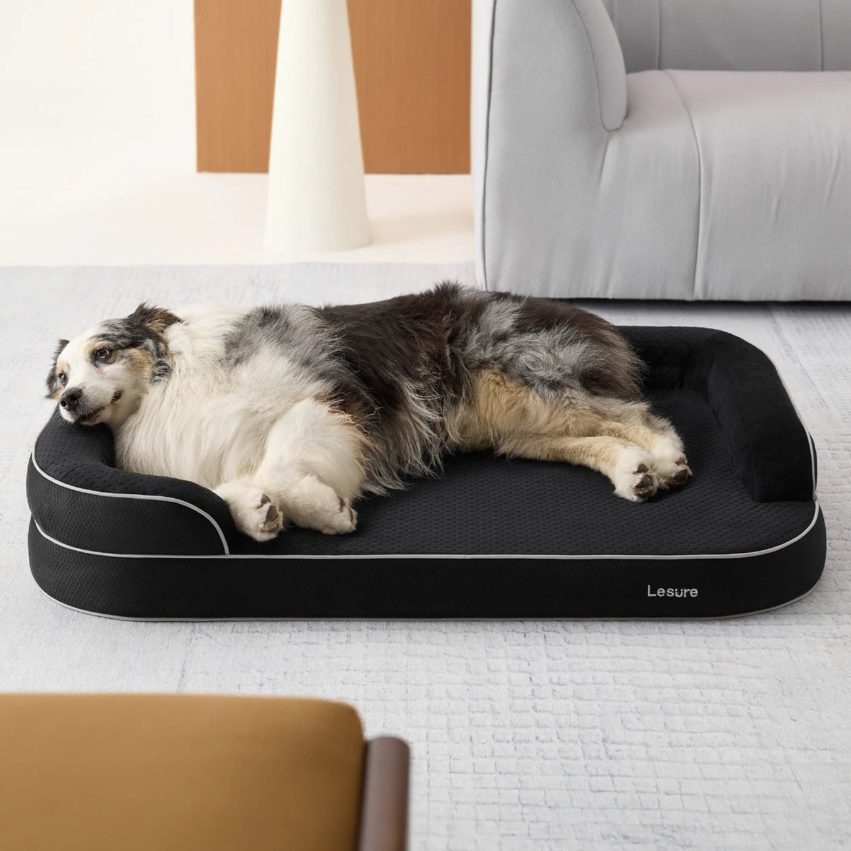 Lesure Realortho Dog Bed- Orthopedic Support Joint Protection for Large & Senior Dogs,Premium Memory Foam Orthopedic Bed for Senior Joint Support with Waterproof Washable Cover, Comfort Couch Sofa for Deep Sleep