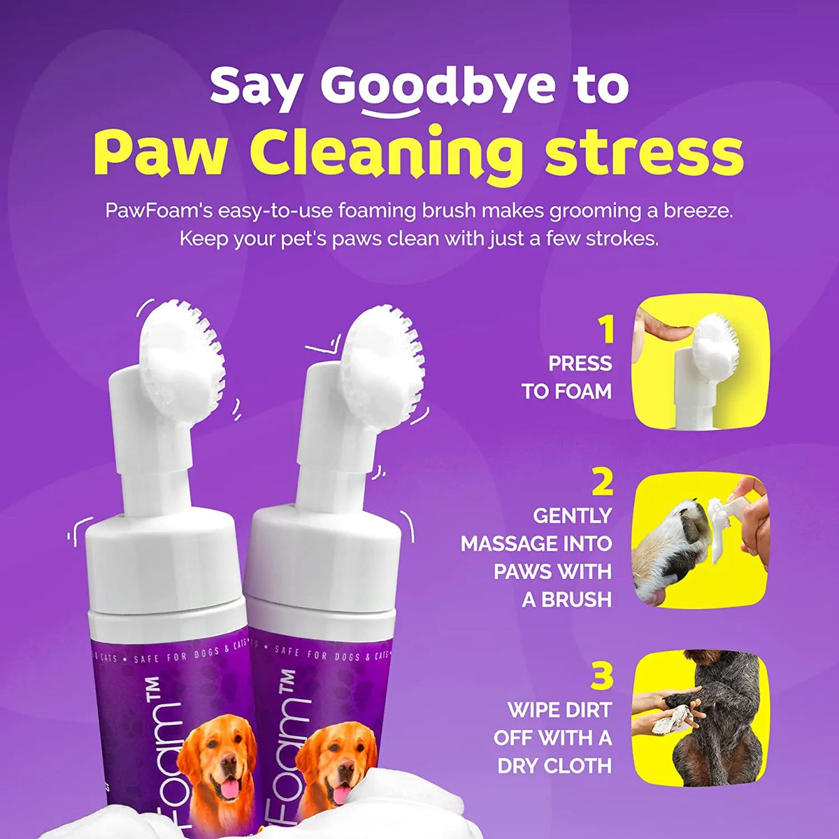Pawfoam – Easy No-Rinse Pet Paw Cleaner for Dogs & Cats, Moisturizes and Nourishes, 5 FL. OZ.