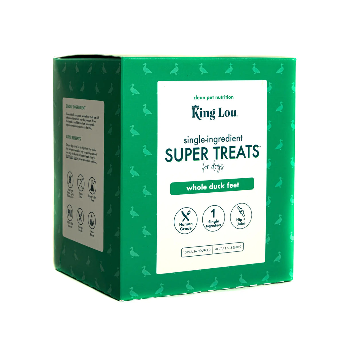 King Lou Whole Duck Feet Dental Treats for Dogs, Human-Grade, Single Ingredient, 100% USA Pet Supplies Chews All Natural Food