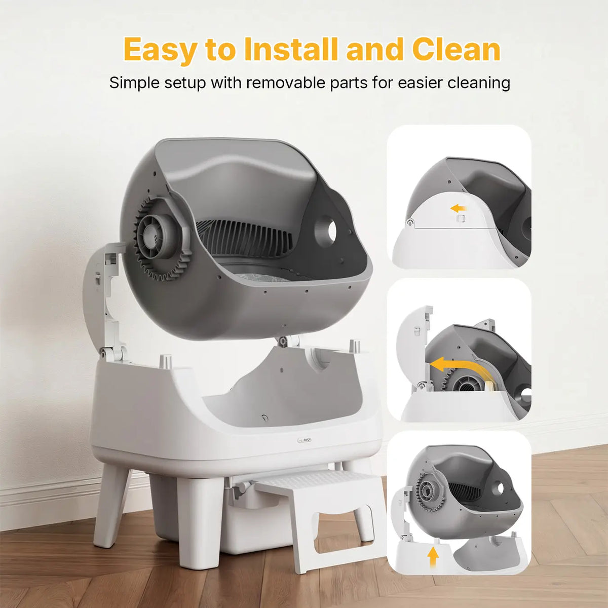 Petpivot Autoscooper 12 Lite Open-Top Automatic Self-Cleaning Cat Litter Box, Easy-Entry Front Step, Triple Safety Protection, No App Required
